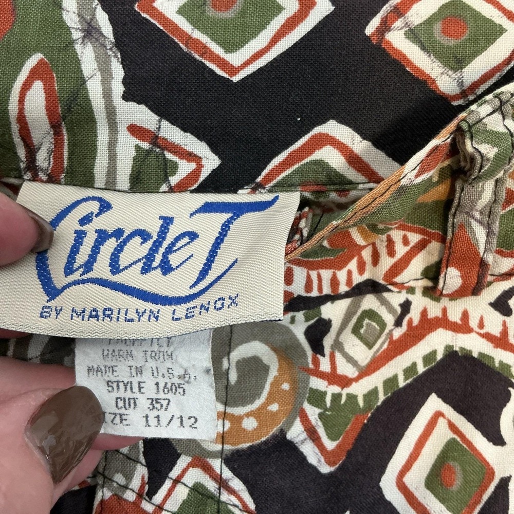 Vintage Circle T Marilyn Lenox Tribal‎ Print Wide Leg Cotton Pants - Picture 4 of 12
